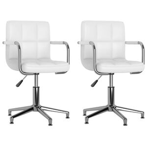 vidaXL Chaises pivotantes &agrave; manger lot de 2 blanc similicuir