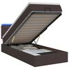 vidaXL Lit coffre avec matelas et LED Marron fonc&eacute; 90 x 200 cm Tissu