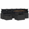 vidaXL Ensemble de canap&eacute; de jardin 7 pc Noir polyrotin