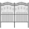 vidaXL Cl&ocirc;ture de jardin avec dessus en forme de lance, noire, 240 x 175 cm, acier thermolaqu&eacute;