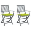 vidaXL Chaises pliables d'ext&eacute;rieur lot de 2 et coussins Bois d'acacia
