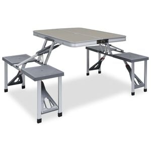 vidaXL Table pliable de camping avec 4 si&egrave;ges Acier Aluminium
