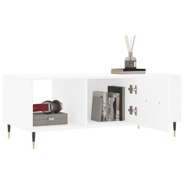 vidaXL Table basse blanc 102x50x40 cm bois d'ing&eacute;nierie