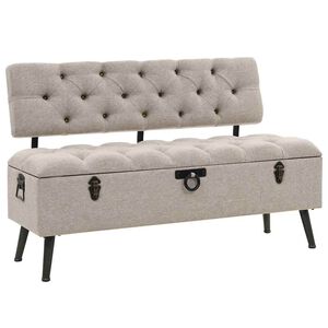 vidaXL Banc de rangement avec dossier 110 cm en tissu cr&egrave;me