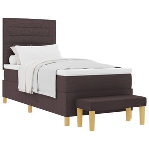 vidaXL Lit &agrave; ressorts avec t&ecirc;te de lit Marron fonc&eacute; 200 x 90 cm tissu