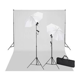 vidaXL Kit de studio avec toile de fond blanche 600x300 cm et lumi&egrave;res