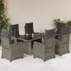 vidaXL Ensemble &agrave; manger de jardin et coussins 7 pcs gris rotin