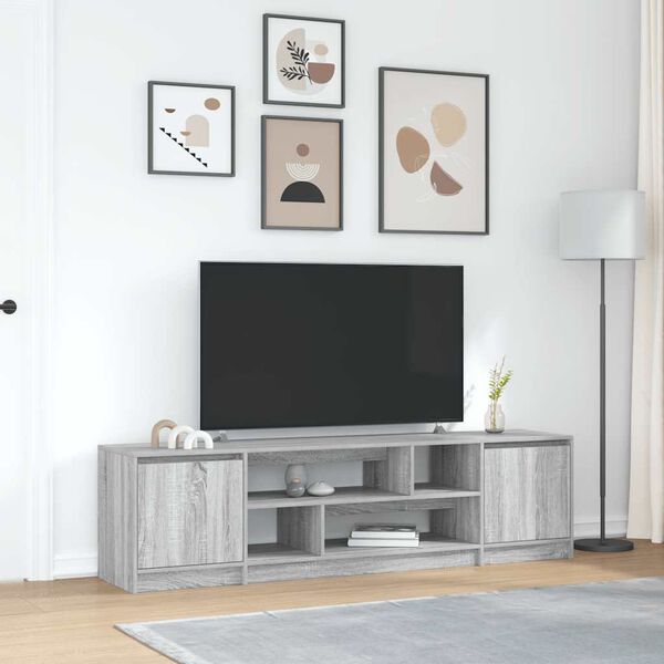 vidaXL Meuble TV sonoma gris 188,5x41x50 cm bois d'ing&eacute;nierie