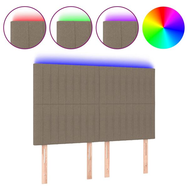 vidaXL T&ecirc;te de lit &agrave; LED Taupe 144x5x118/128 cm Tissu