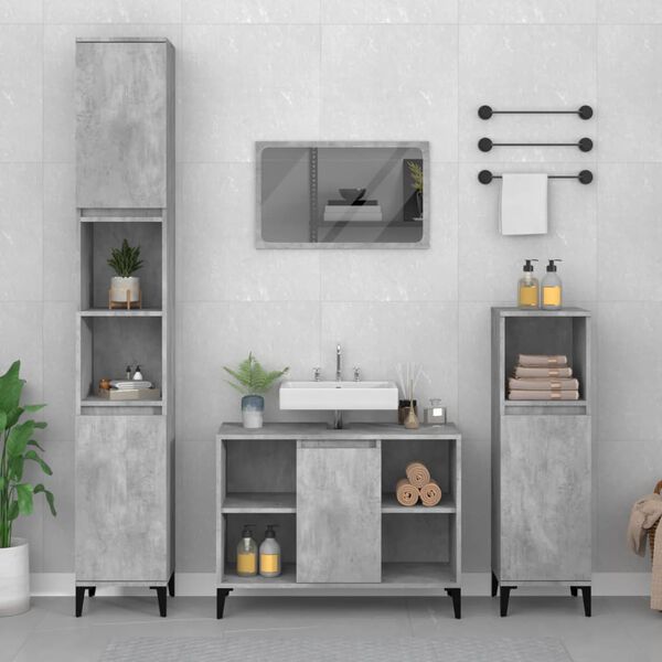vidaXL Ensemble de meubles de salle de bain 3 pcs gris b&eacute;ton