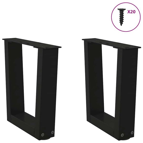 vidaXL Pieds de table basse en forme de V, 2 pi&egrave;ces, noir, 40 x (30-31,3) cm, acier