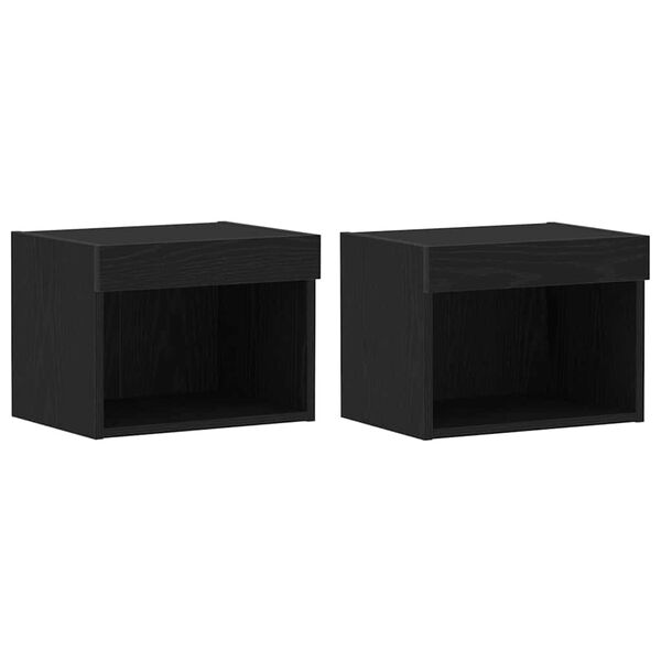 vidaXL Ensemble meuble TV avec LED 2 pcs Ch&ecirc;ne noir 40 x 30 x 30 cm