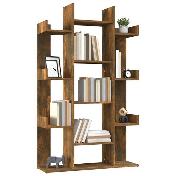 vidaXL Biblioth&egrave;que Ch&ecirc;ne fum&eacute; 86x25,5x140 cm Bois d'ing&eacute;nierie