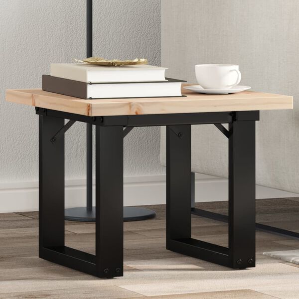 vidaXL Table basse cadre en O 50x50x35,5cm bois de pin massif et acier