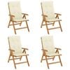 vidaXL Chaises de jardin inclinables lot de 4 et coussins bois teck