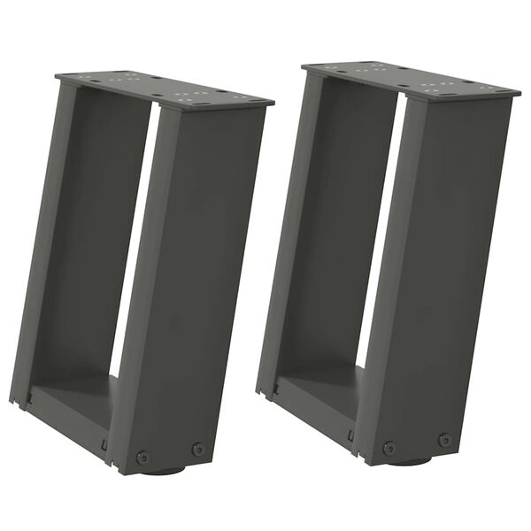 vidaXL Pieds de table basse en U 2 pi&egrave;ces Anthracite 30 x (30-31) cm Acier