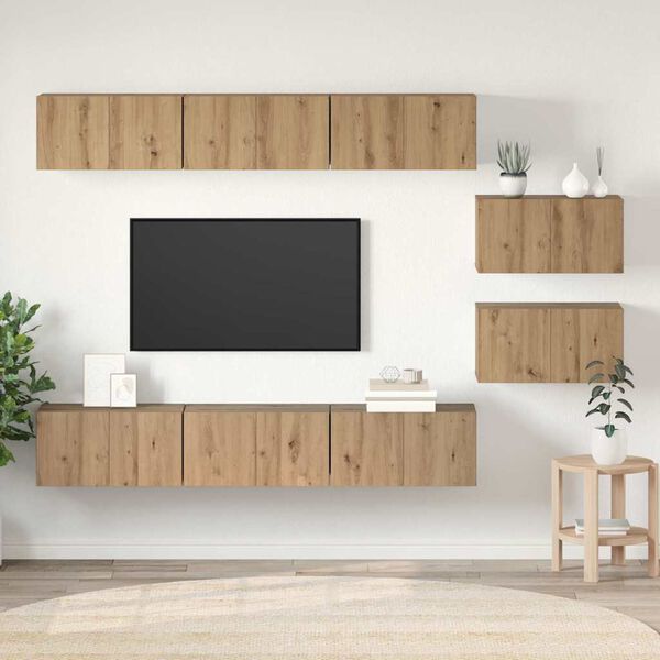 vidaXL Ensemble meuble TV Ch&ecirc;ne artisanal Bois d'ing&eacute;nierie