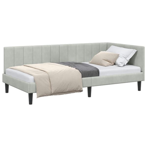 vidaXL Cadre de lit d'angle Gris clair 90 cm x 190 cm Velours