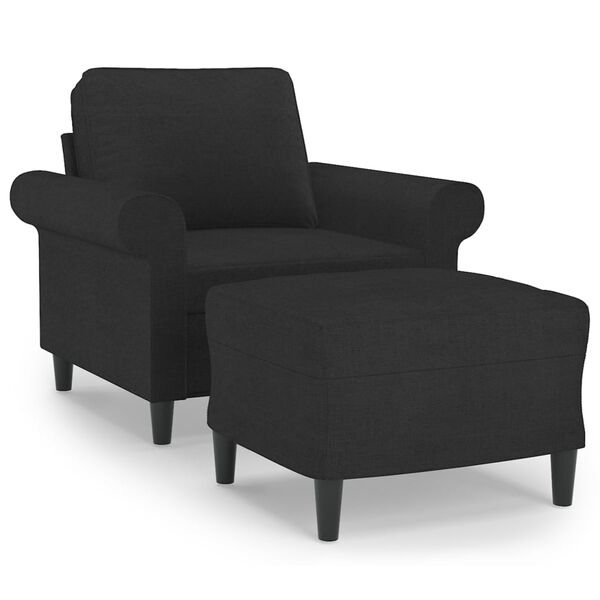 vidaXL Fauteuil avec repose-pied Noir 60 cm Tissu