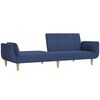 vidaXL Canap&eacute;-lit 2 places et tabouret deux oreillers Bleu Tissu