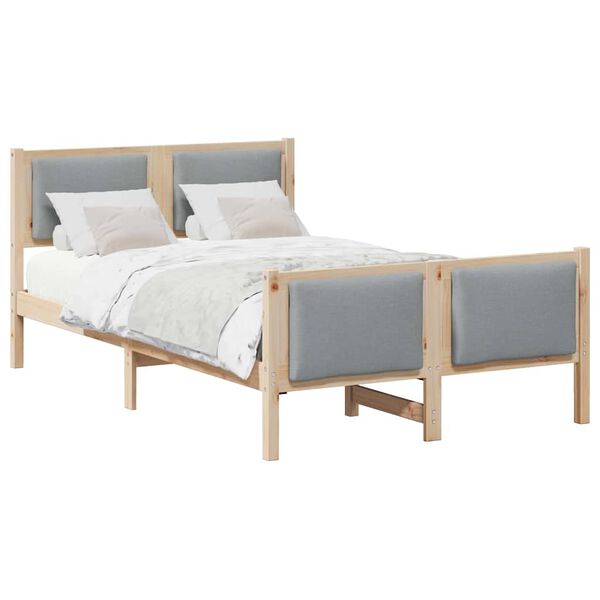 vidaXL Cadre de lit avec t&ecirc;te de lit Gris clair 120 x 190 cm tissu