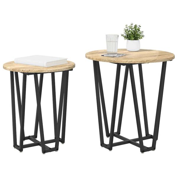 vidaXL Ensemble de tables d'appoint 2 pcs Ch&ecirc;ne Sonoma et noir