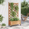 vidaXL Jardini&egrave;re avec treillis et roues marron bois massif de sapin