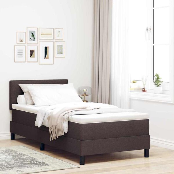 vidaXL Lit &agrave; ressorts avec matelas Marron fonc&eacute; 90 x 200 cm tissu