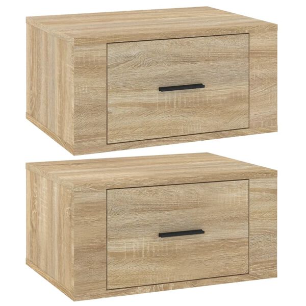 vidaXL Tables de chevet murales 2 pcs Ch&ecirc;ne sonoma 50x36x25 cm