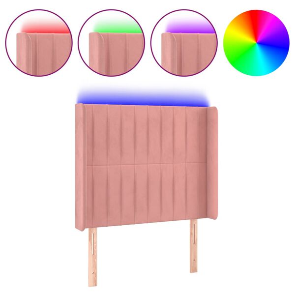 vidaXL T&ecirc;te de lit &agrave; LED Rose 93x16x118/128 cm Velours