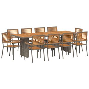 vidaXL Ensemble de salle &agrave; manger pour jardin 11 pc Gris et marron