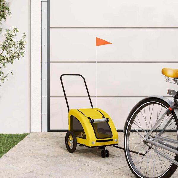 vidaXL Remorque de v&eacute;lo pour animaux de compagnie jaune