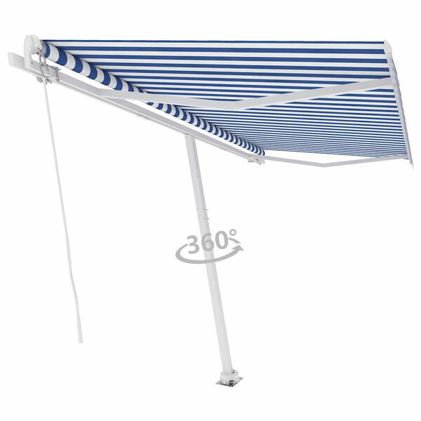 vidaXL Auvent manuel r&eacute;tractable sur pied 400x350 cm Bleu/Blanc