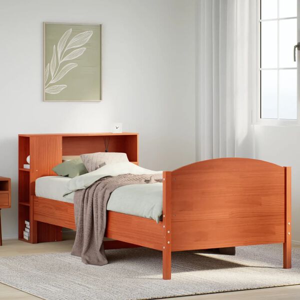vidaXL Lit biblioth&egrave;que sans matelas cire marron 100x200 cm pin massif