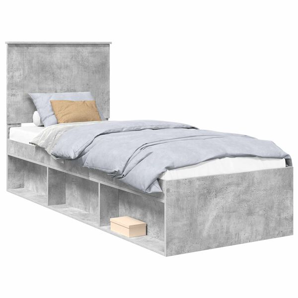 vidaXL Cadre de lit Gris B&eacute;ton 75 x 190 cm Bois de pin massif