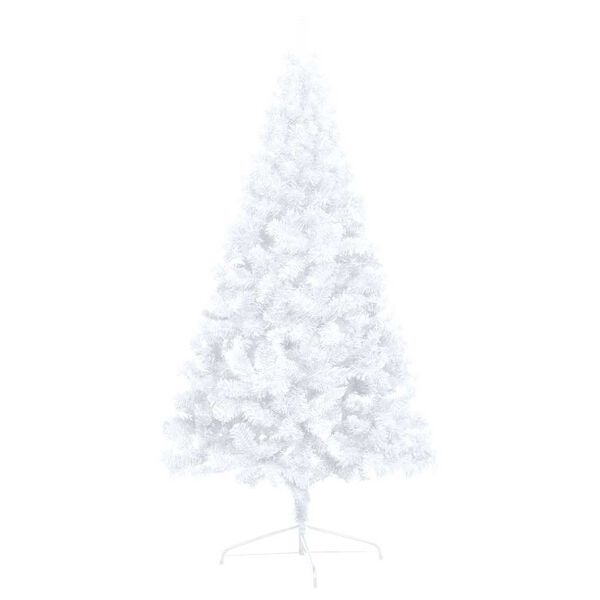 vidaXL Demi-arbre de No&euml;l artificiel pr&eacute;-&eacute;clair&eacute; et boules blanc 120cm