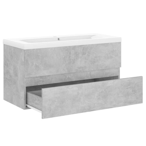 vidaXL Armoire d'&eacute;vier et lavabo int&eacute;gr&eacute; Gris b&eacute;ton Bois d'ing&eacute;nierie