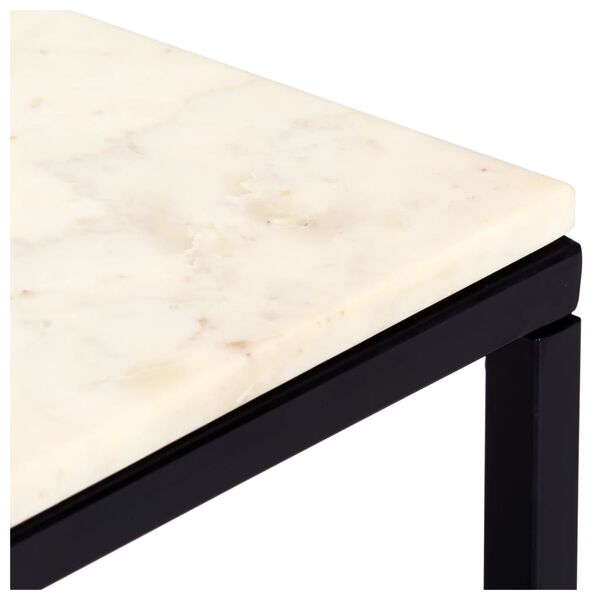 vidaXL Table basse Blanc 60x60x35 cm Pierre v&eacute;ritable texture marbre