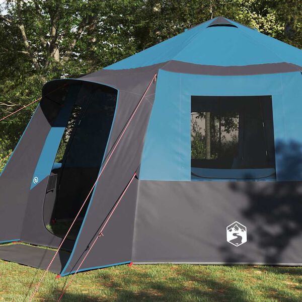 vidaXL Tente Cabane avec toit Bleu et gris 500 x 500 x 294 cm