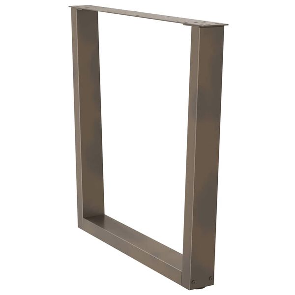 vidaXL Pieds de table &agrave; manger en forme de V, 3 pi&egrave;ces, acier naturel, 90 x (72-73,3) cm