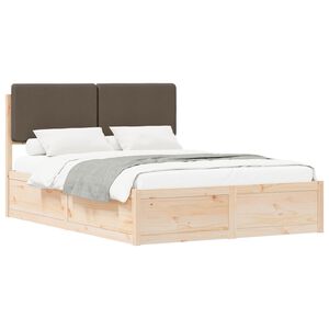 vidaXL Cadre de lit avec t&ecirc;te de lit rembourr&eacute;e Taupe 140 x 200 cm