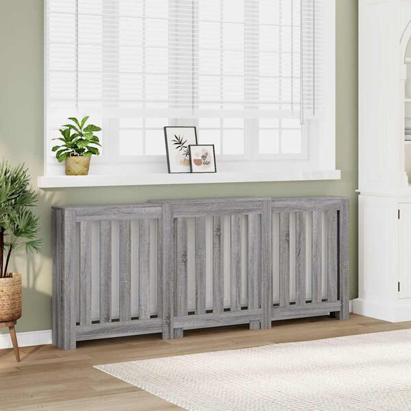 vidaXL Cache-radiateur sonoma gris 205x21,5x83,5 cm bois d'ing&eacute;nierie