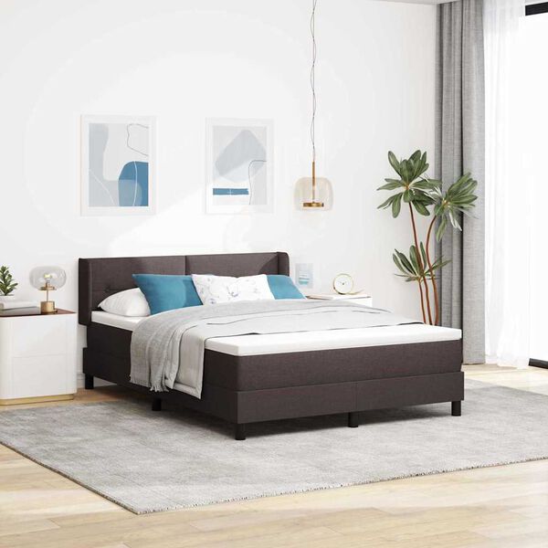vidaXL Lit &agrave; ressorts avec matelas Marron fonc&eacute; 190 x 140 cm Polyester