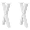 vidaXL Pieds de table &agrave; manger en forme de X, 2 pi&egrave;ces, blanc, 60 x (72-73) cm, acier