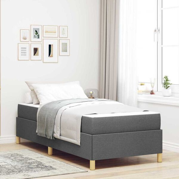 vidaXL Cadre de lit avec matelas Gris fonc&eacute; 90 x 200 cm tissu