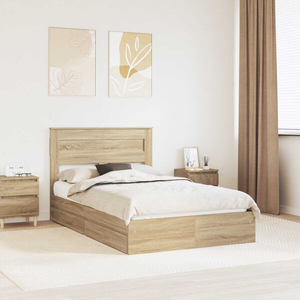 vidaXL Lit de Rangement Ch&ecirc;ne Sonoma 120 x 200 cm Bois d'ing&eacute;nierie