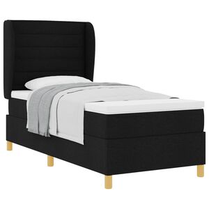 vidaXL Lit &agrave; ressorts avec matelas gris fonc&eacute; 90x190 cm Noir tissu