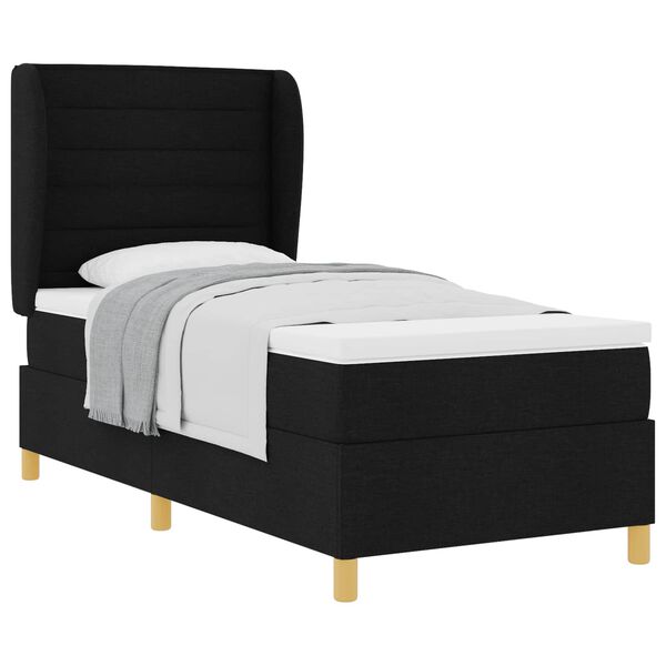 vidaXL Lit &agrave; ressorts avec matelas gris fonc&eacute; 90x190 cm Noir tissu