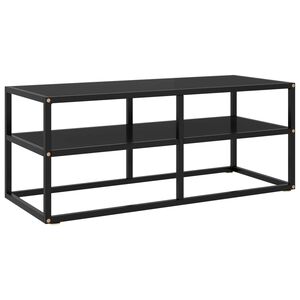 vidaXL Meuble TV noir avec verre noir 100x40x40 cm