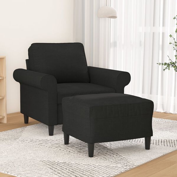 vidaXL Fauteuil avec repose-pied Noir 60 cm Tissu